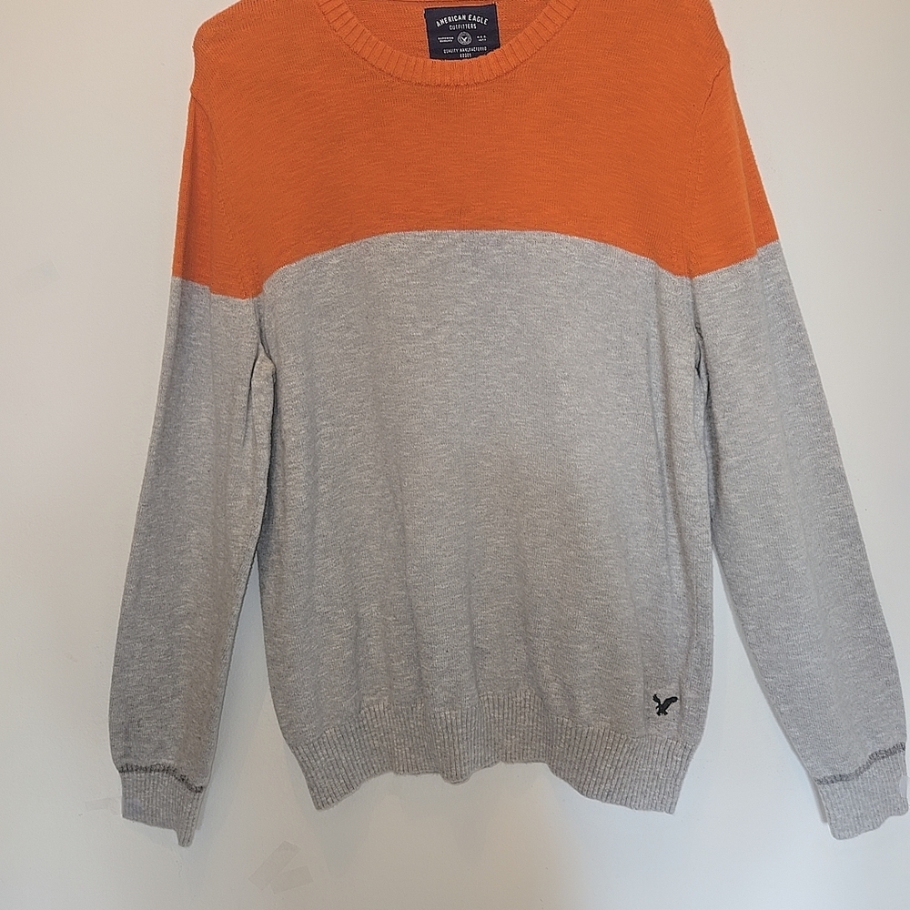 Hollister Men's Orange and Gray Sweater